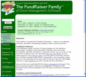 FundRaiser website in 2003